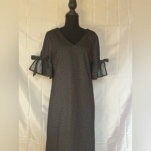 Jude Connally Charcoal Dress with Bow Sleeves
